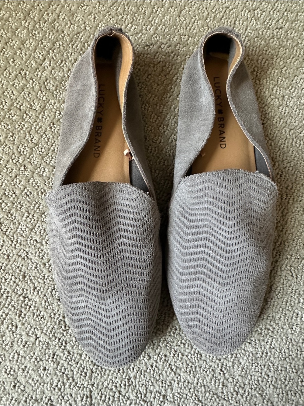 Lucky Brand Women's Light Gray Suede Slip-On Loafers
